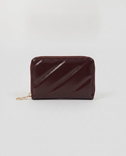 Shiny Quilted Wallet - Red