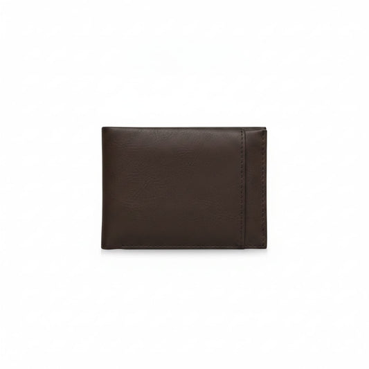 Elegant leather effect men's wallet - Brown