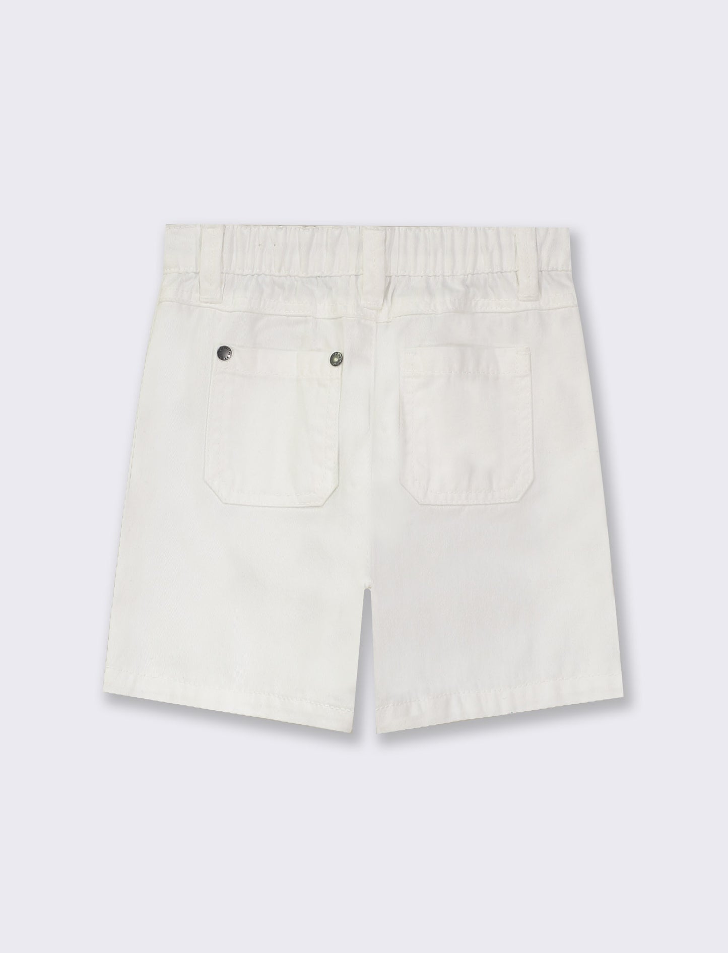 Cotton Chino Bermuda with Adjustable Waistband and Print Inside - White