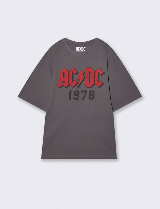 T-SHIRT STAMPA AC DC - Grigio piombo