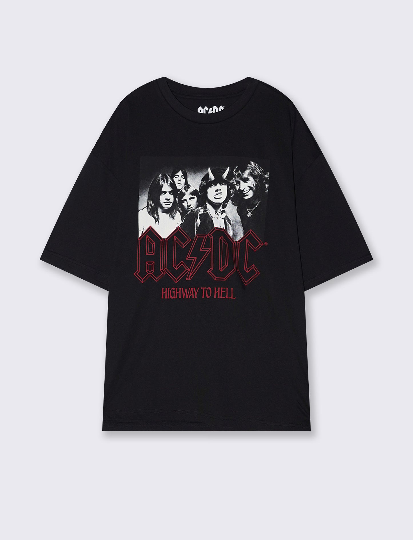 T-Shirt AC DC Uomo Girocollo Boxy Fit - Nero