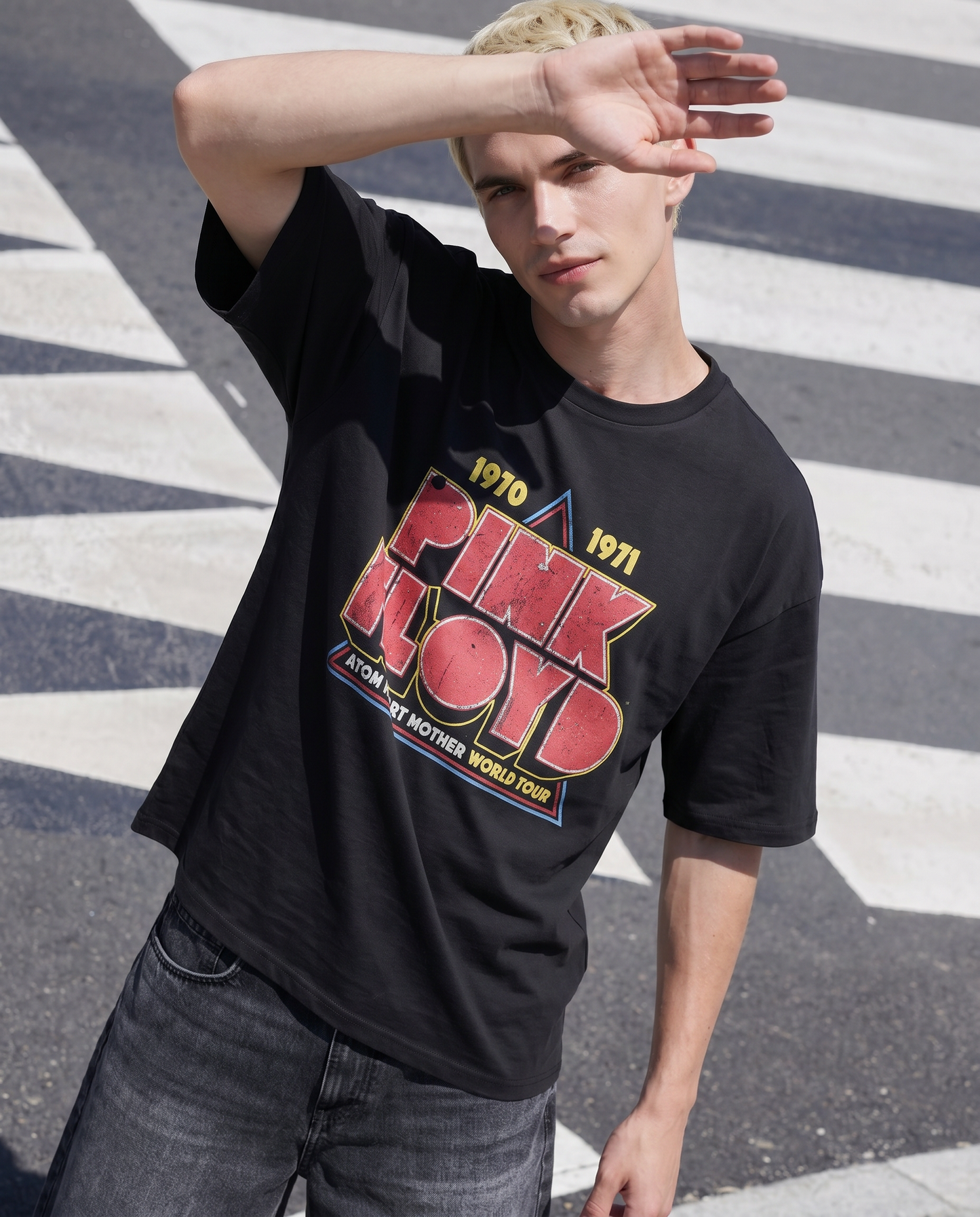 T-SHIRT STAMPA PINKFLOYD - Nero