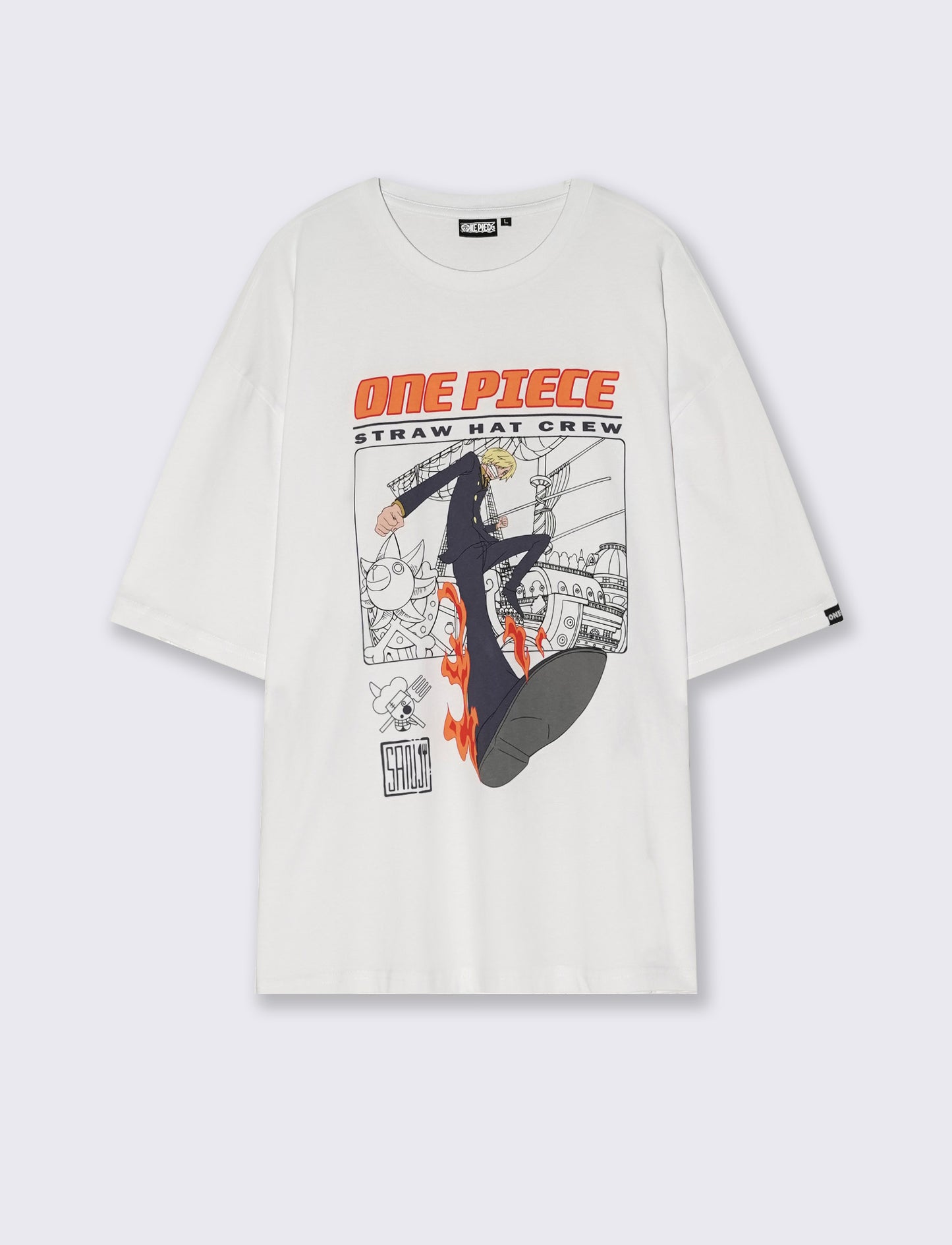 T-shirt One Piece uomo girocollo boxy fit - Bianco