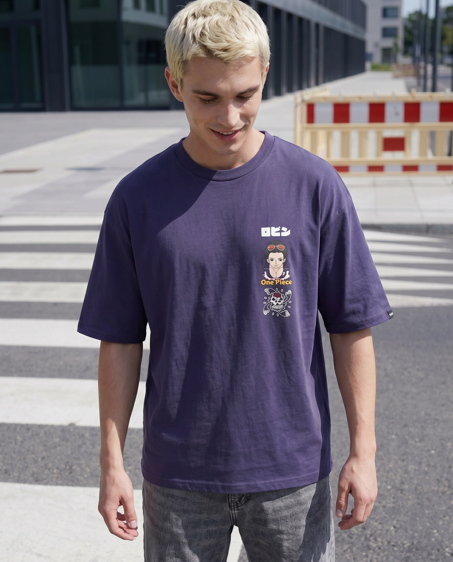 T-shirt One Piece uomo girocollo boxy fit - Viola