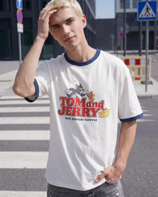 T-SHIRT STAMPA TOM AND GERRY - Bianco