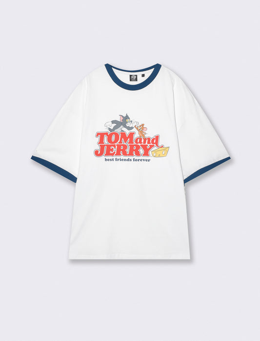T-SHIRT STAMPA TOM AND GERRY - Bianco