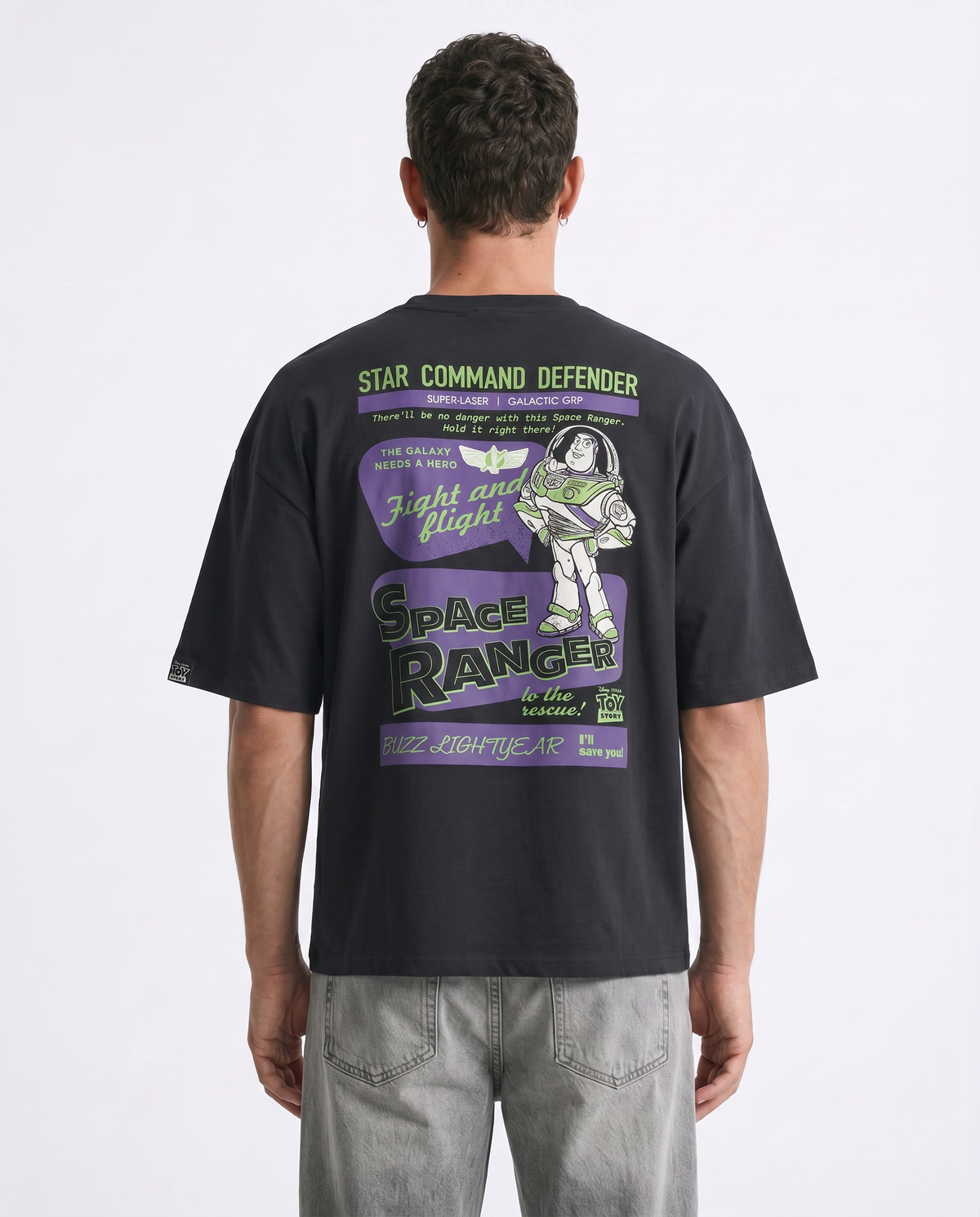 T-shirt Toy Story uomo in cotone boxy fit - Nero