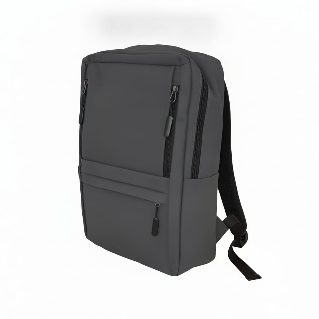 Zaino uomo gommato con tasche e powerbank - Grigio