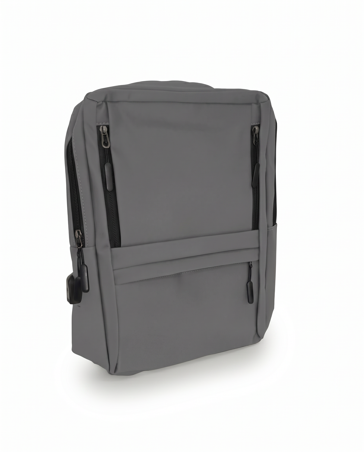Zaino uomo gommato con tasche e powerbank - Grigio