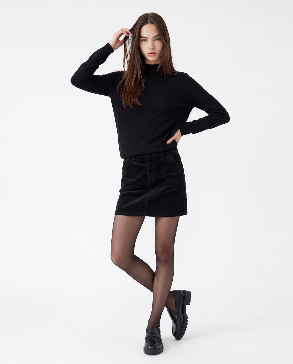 Gonna mini a vita alta elegante e trendy - Nero