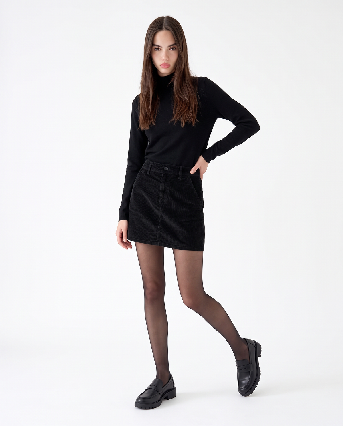 Gonna mini a vita alta elegante e trendy - Nero