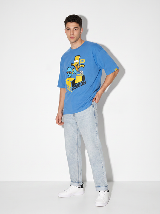 T-shirt Simpsons girocollo uomo boxy fit - Bluette