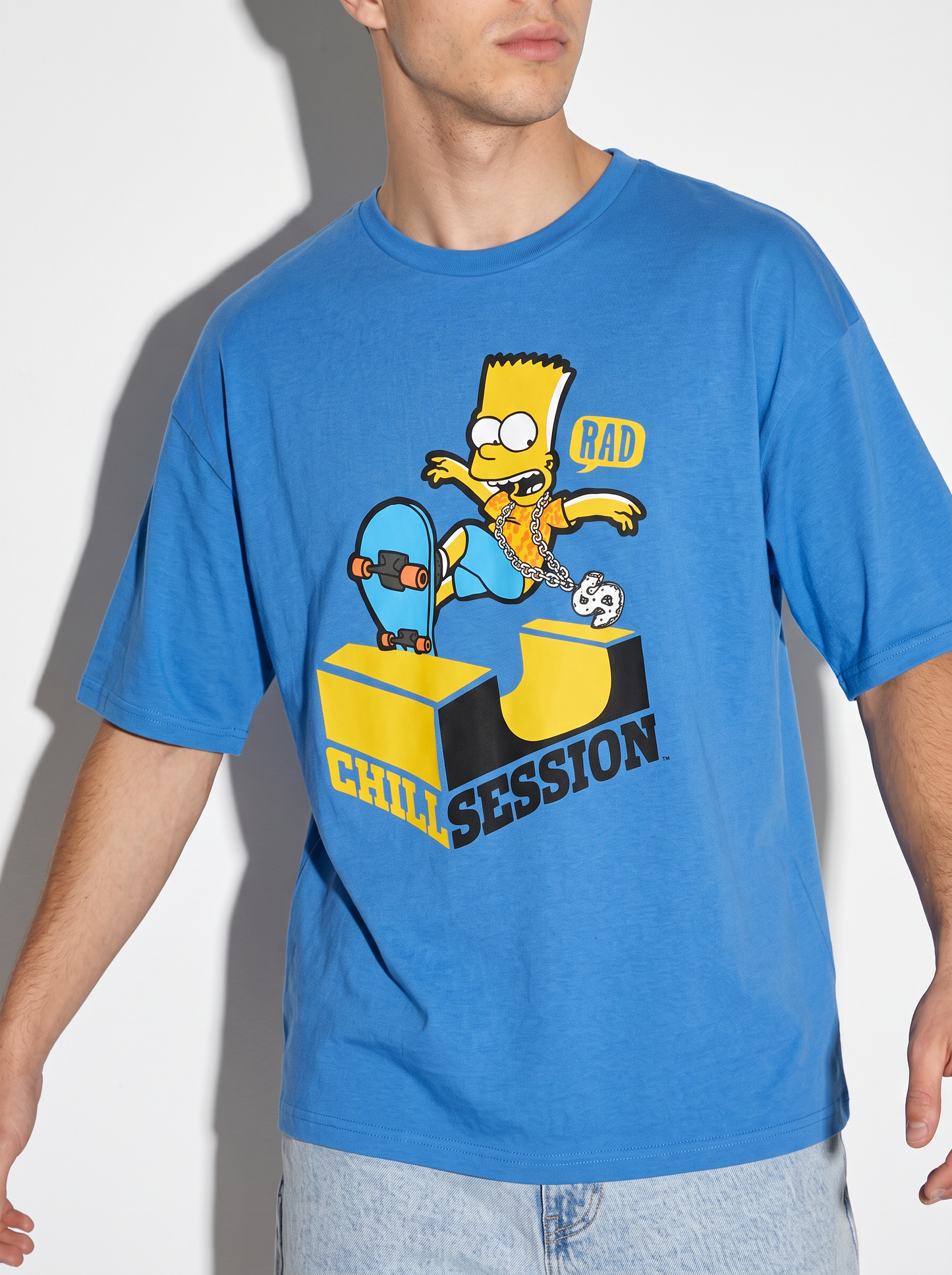 T-shirt Simpsons girocollo uomo boxy fit - Bluette