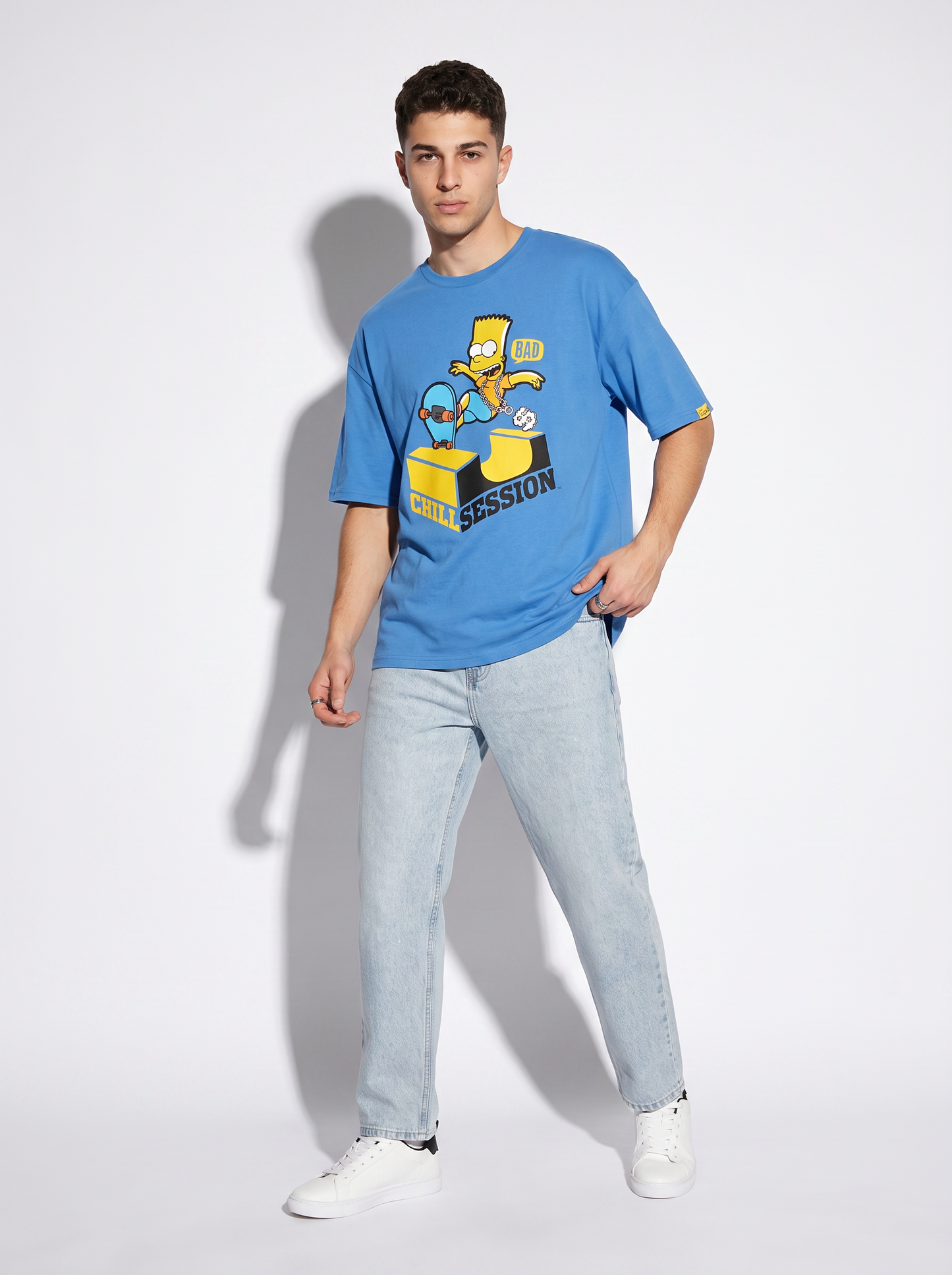 T-shirt Simpsons girocollo uomo boxy fit - Bluette