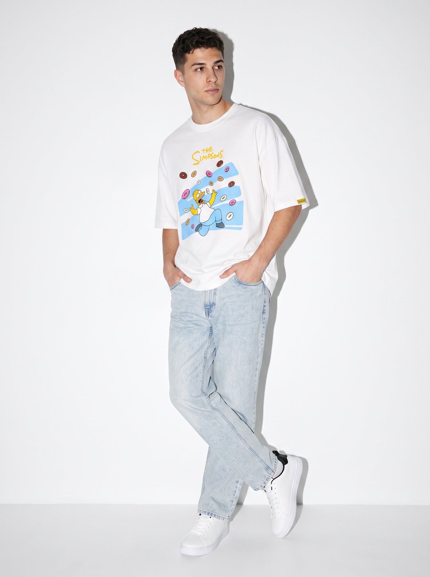 T-shirt Simpsons girocollo uomo boxy fit - Bianco