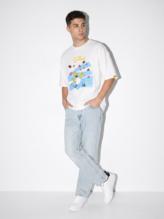 T-shirt Simpsons girocollo uomo boxy fit - Bianco