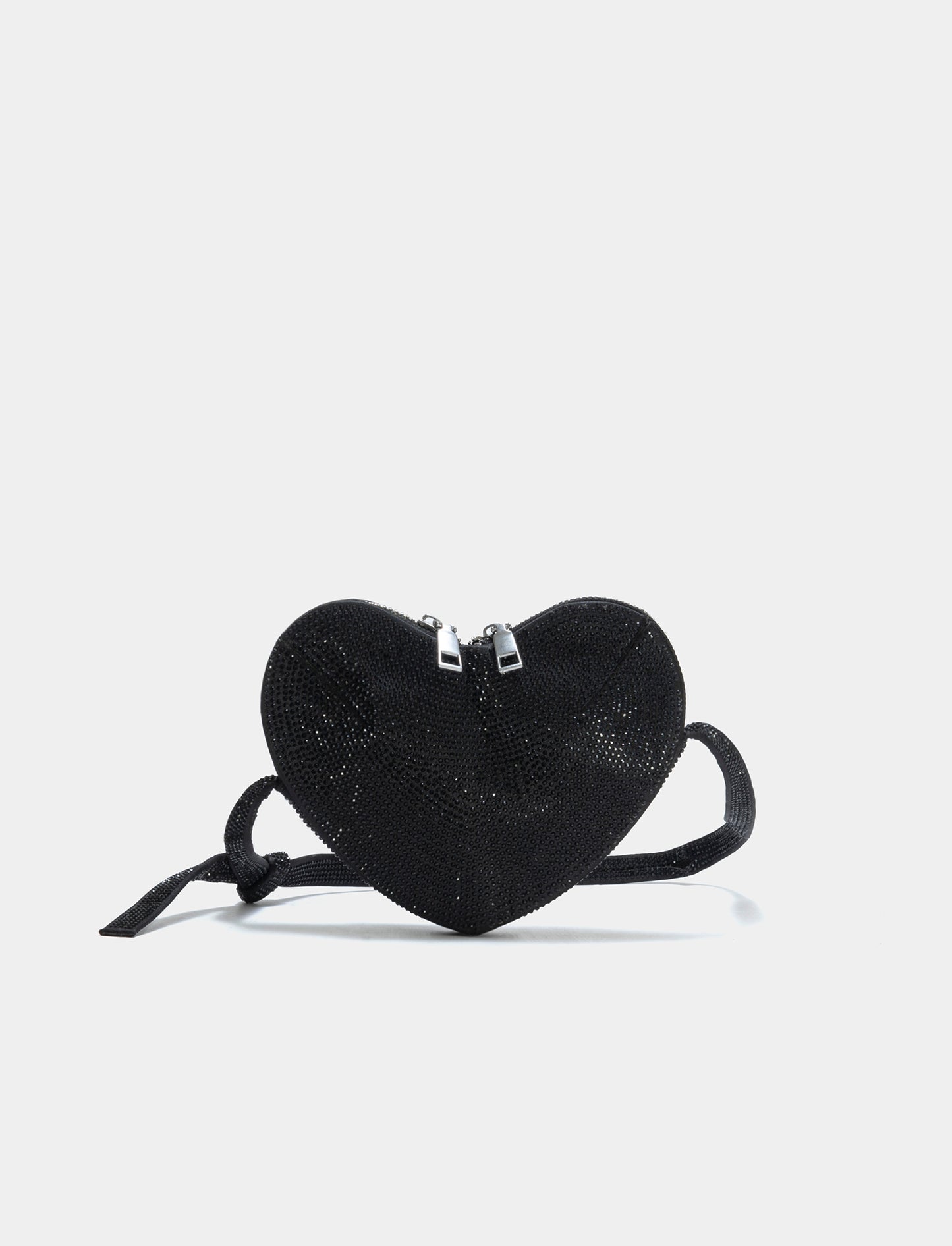 Borsa tracolla da donna con cuore in strass - Nero