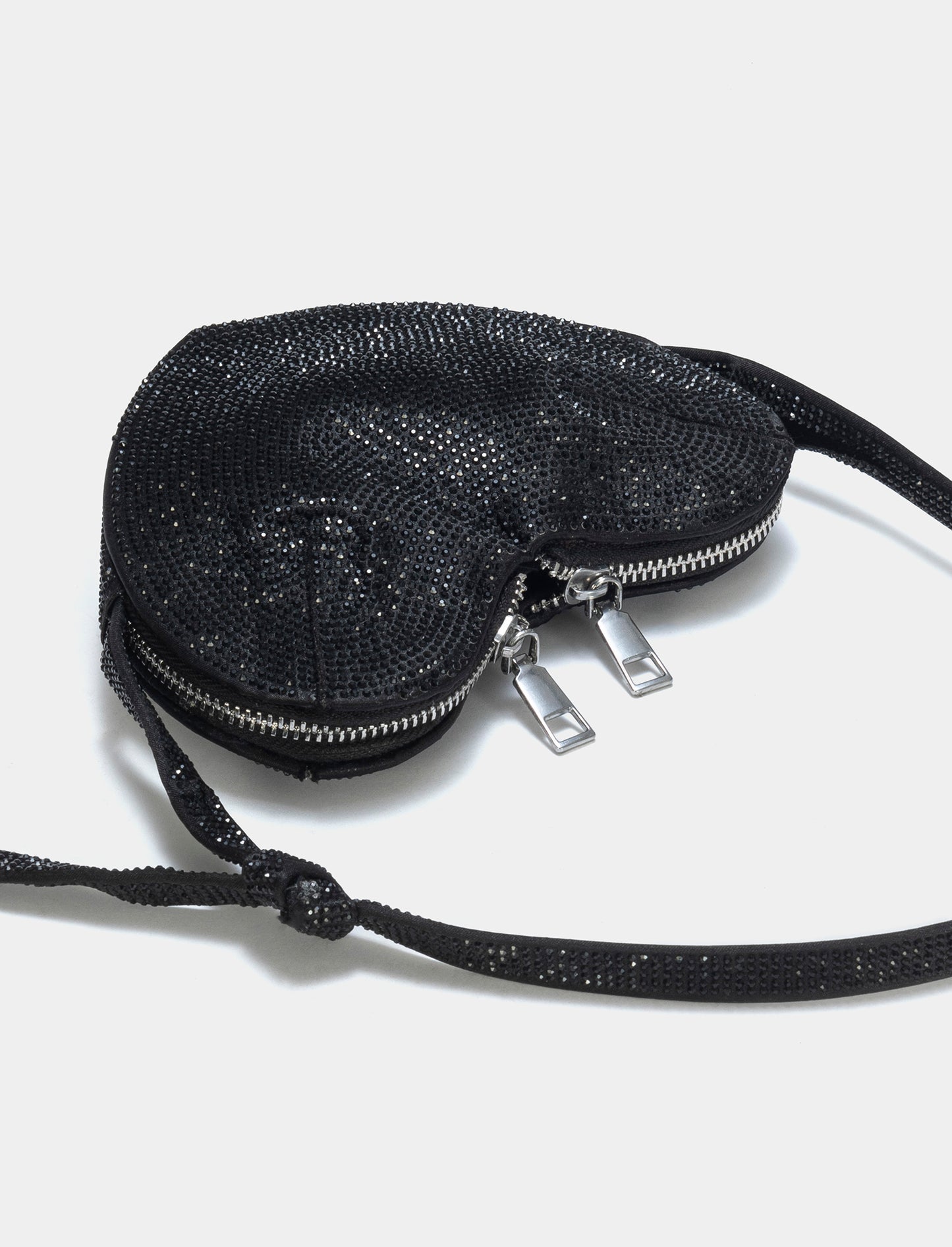 Crystal Heart Shoulder Bag for Women - Black