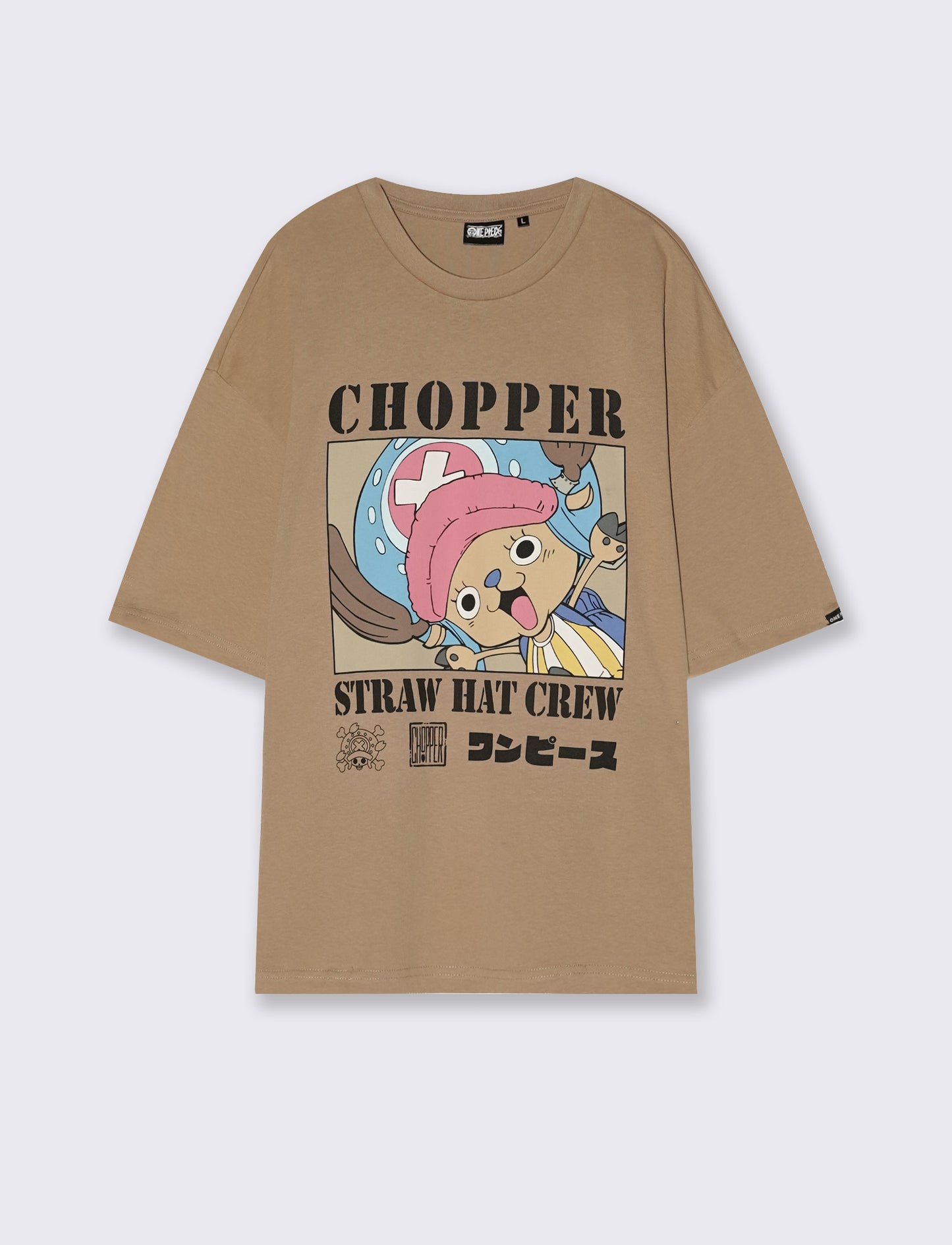 T-shirt One Piece uomo in cotone boxy fit - biscotto