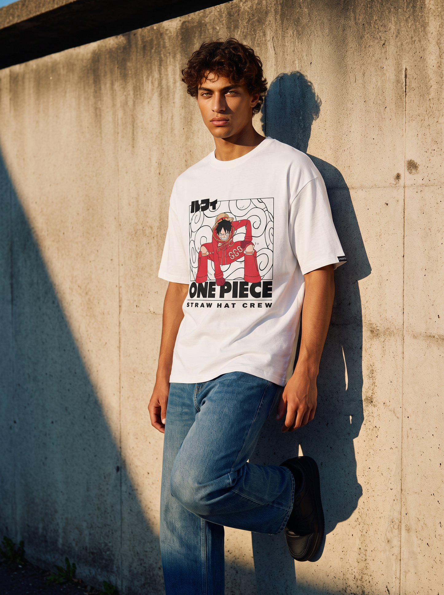 T-shirt One Piece uomo in cotone boxy fit - Bianco