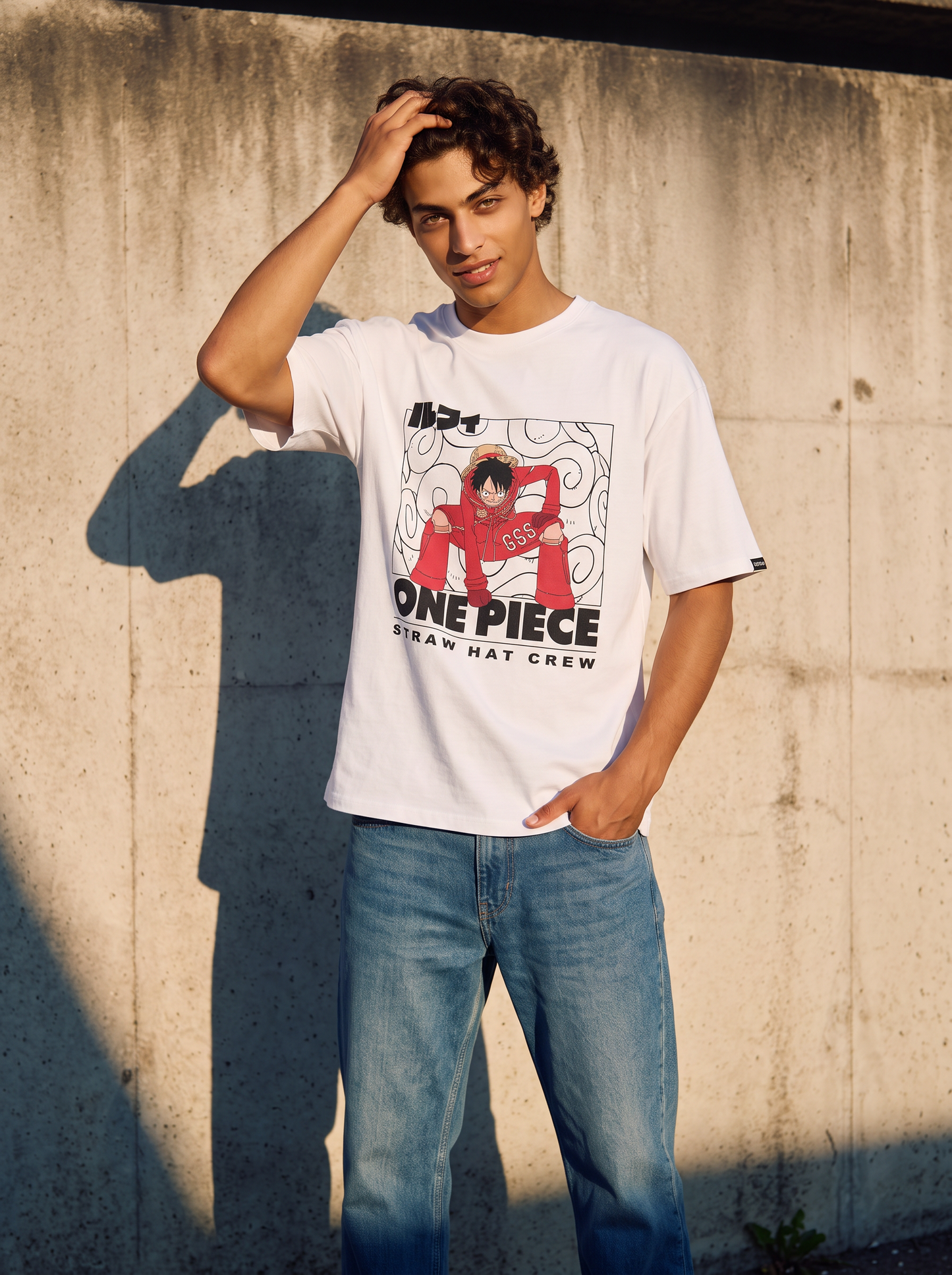 T-shirt One Piece uomo in cotone boxy fit - Bianco