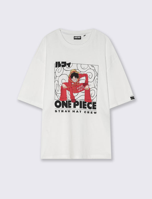 T-SHIRT STAMPA ONE PIECE - Bianco