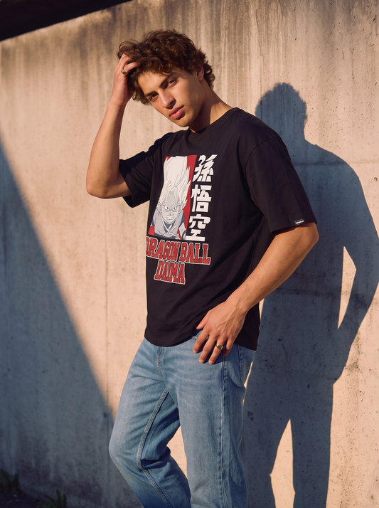 T-shirt Dragon Ball uomo girocollo boxy fit - Nero