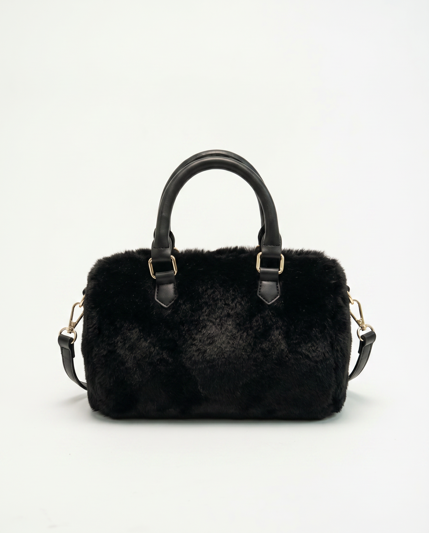 Bauletto in pelliccia sintetica lucida - Nero