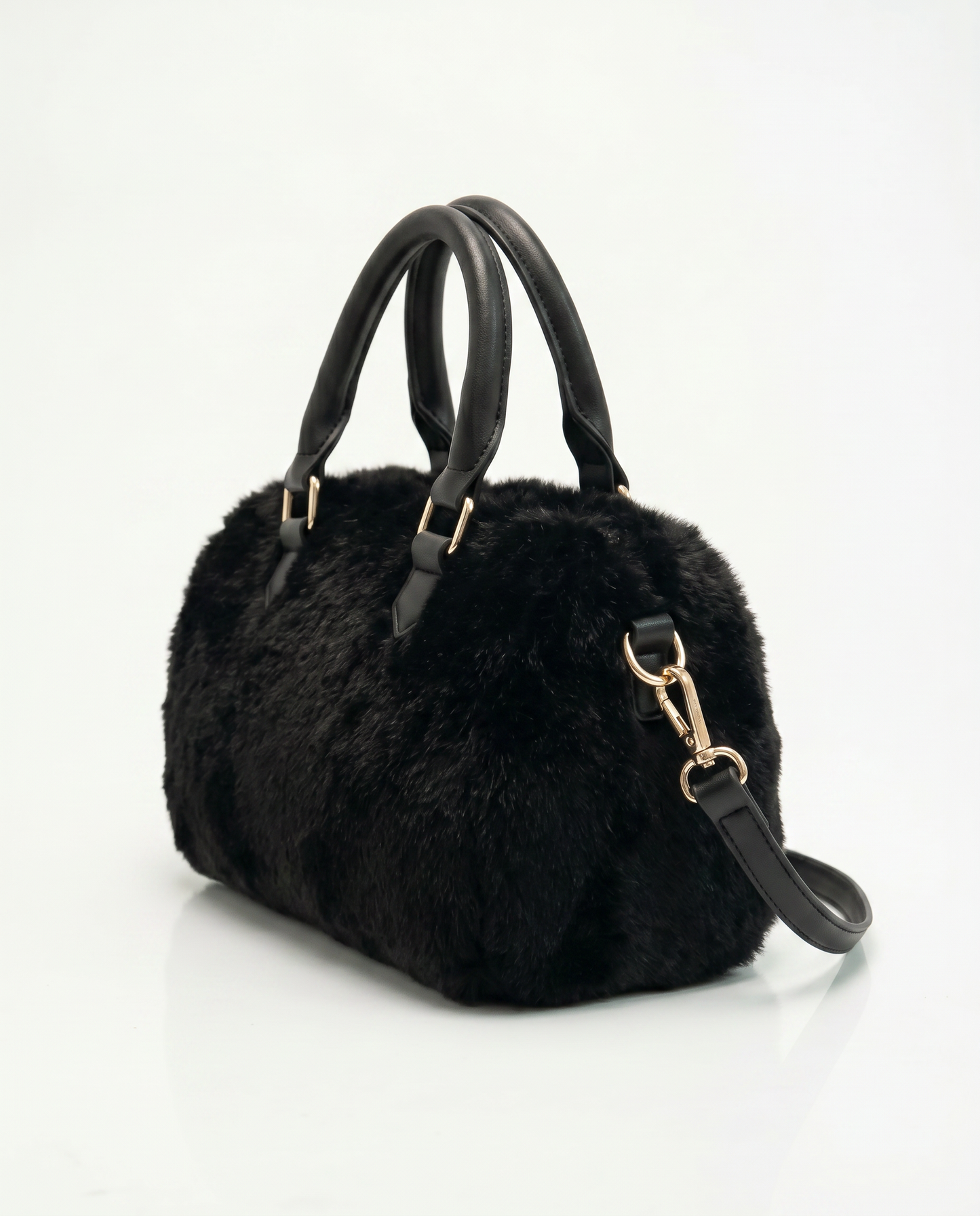 Bauletto in pelliccia sintetica lucida - Nero