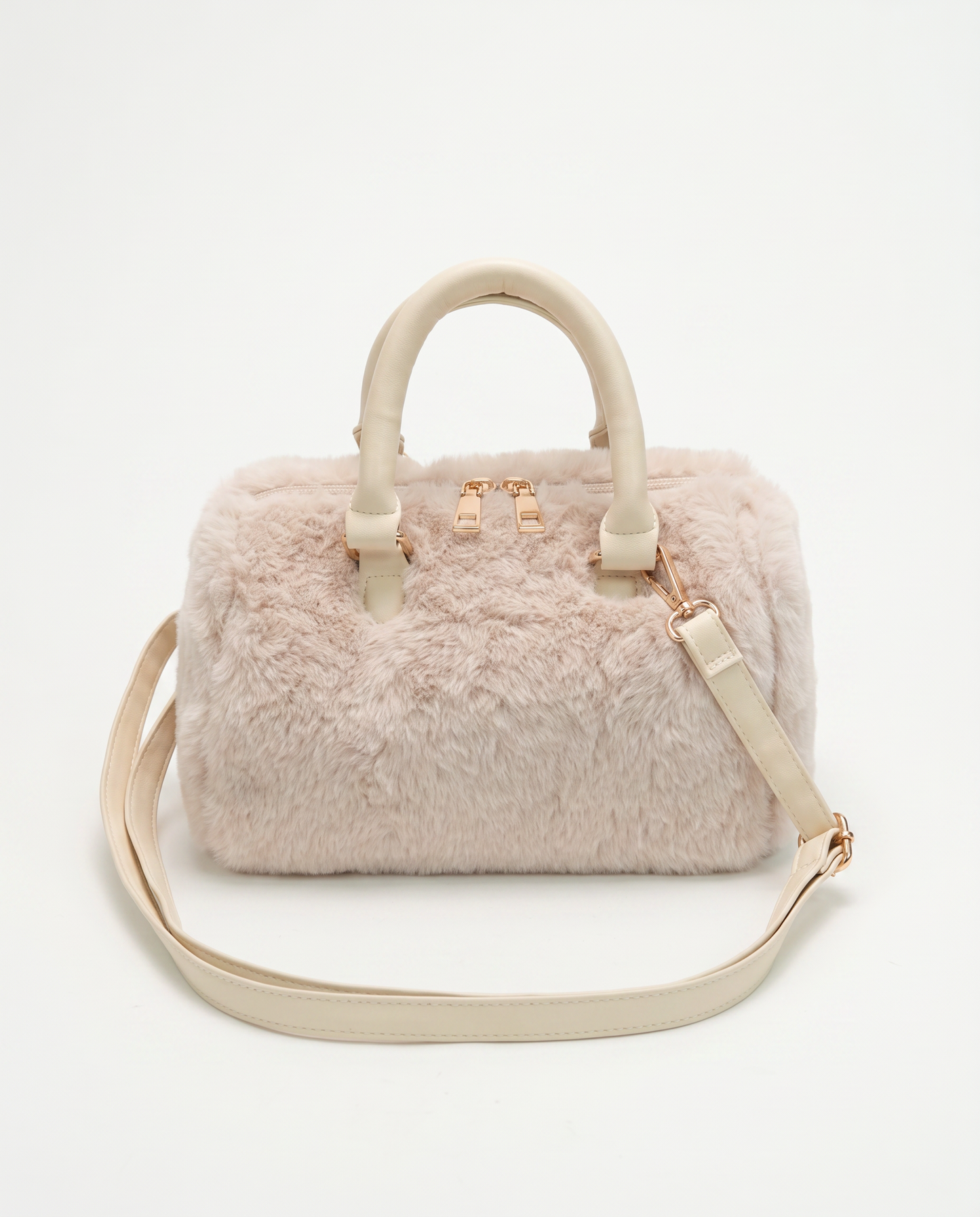 Bauletto in pelliccia sintetica lucida - Beige