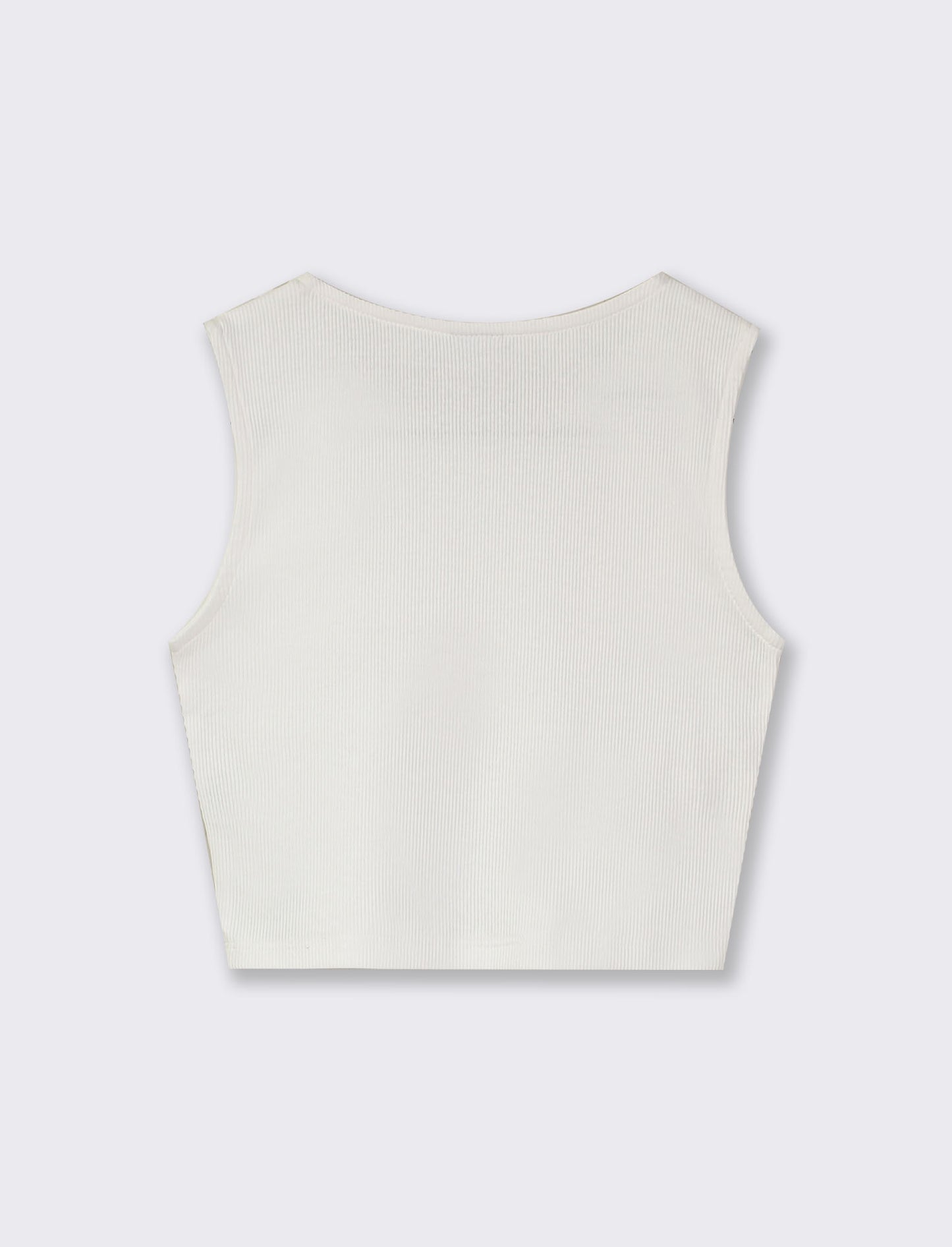 Cotton Tank Top with Sangallo Ruffles - White