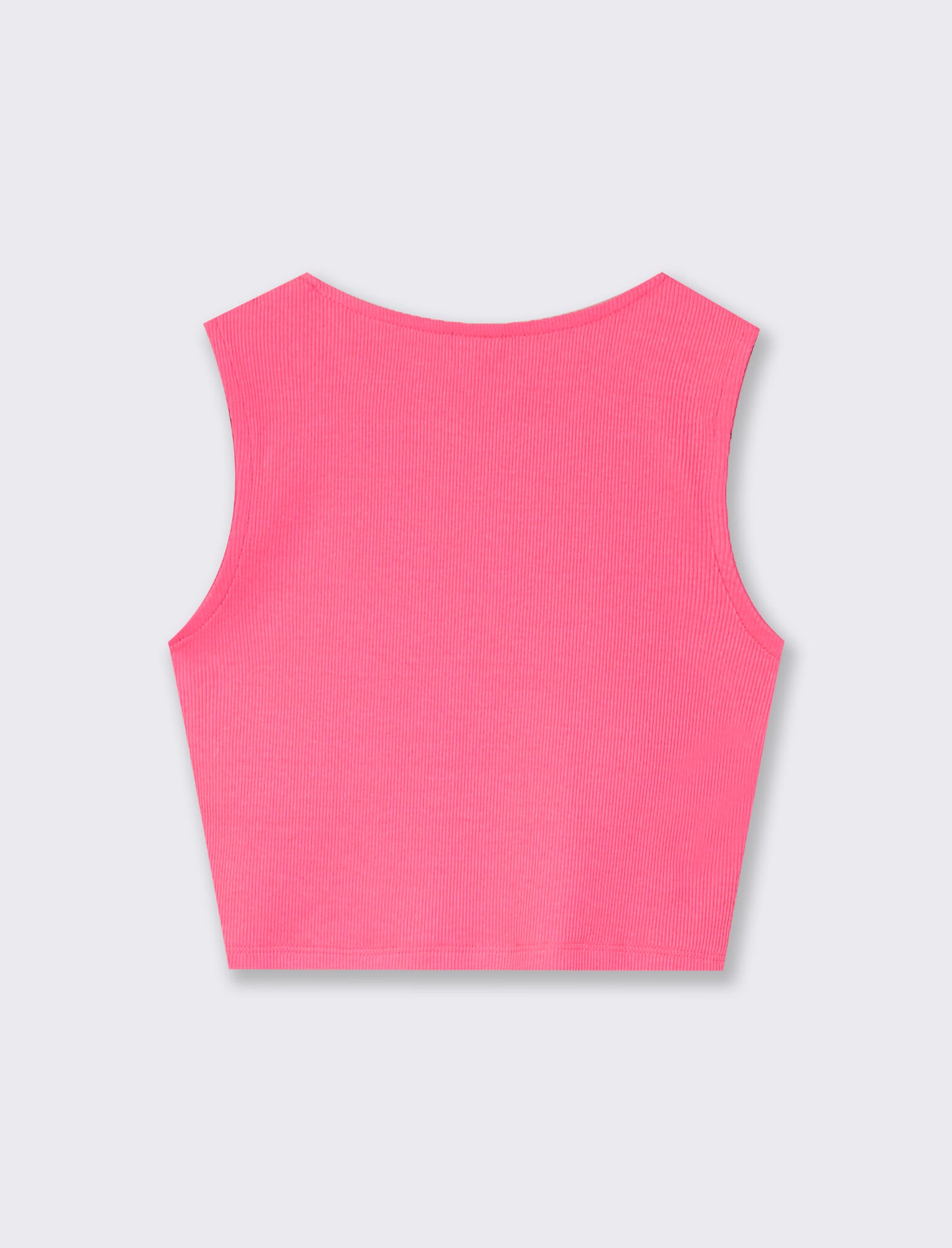 Cotton Tank Top with Sangallo Ruffles - Fuxia