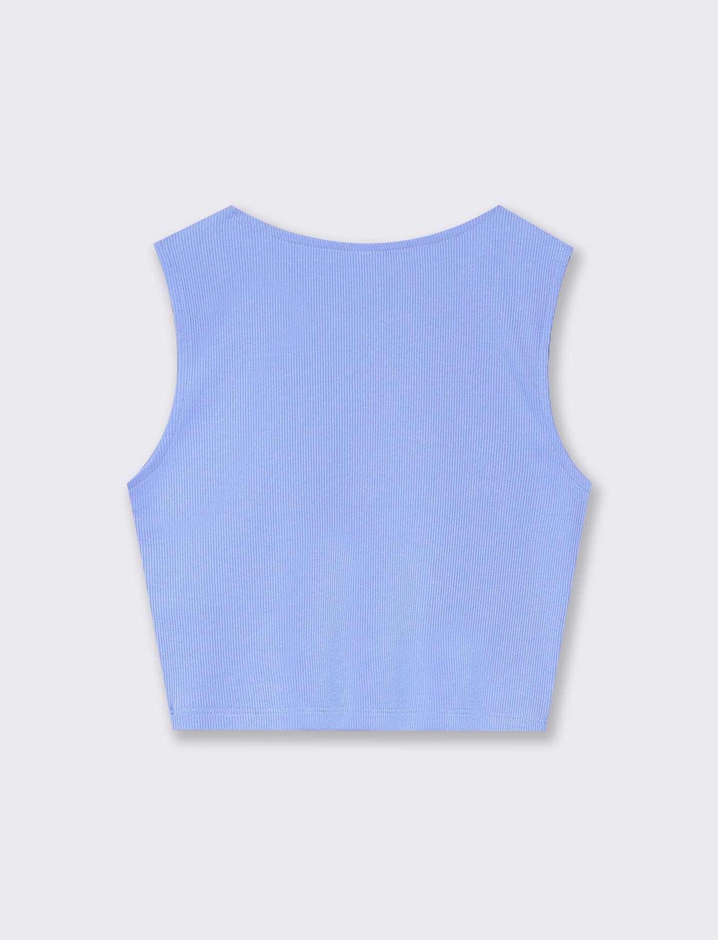 Cotton Tank Top with Sangallo Ruffles - Sky blue