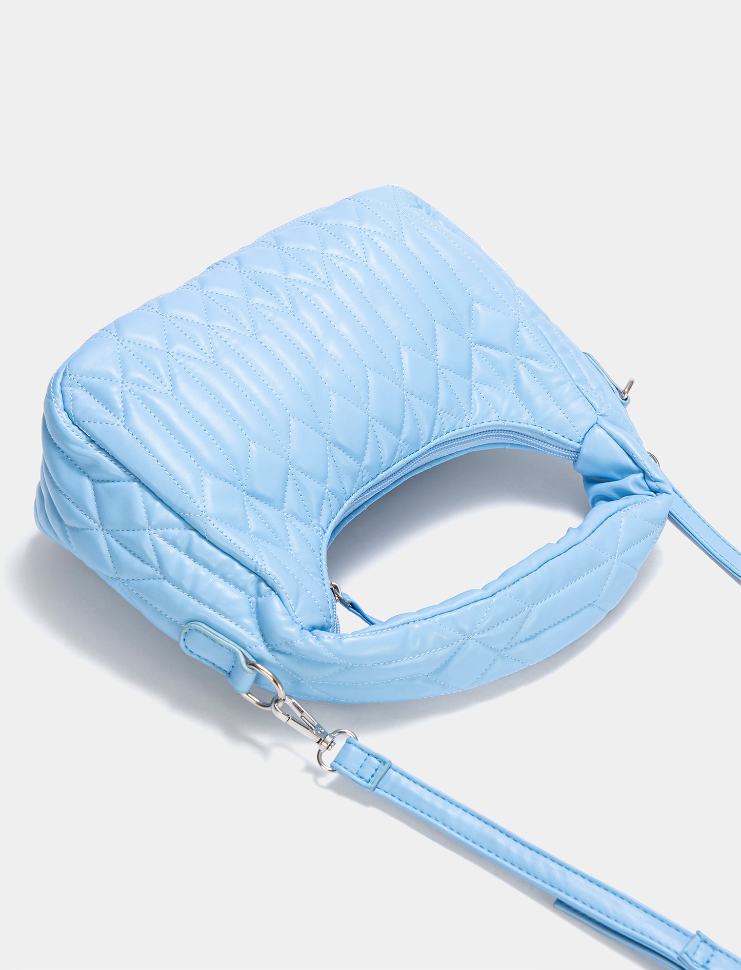 Quilted Crescent Soft Handle Women's Bag 24L X 17H X 5P - Sky blue