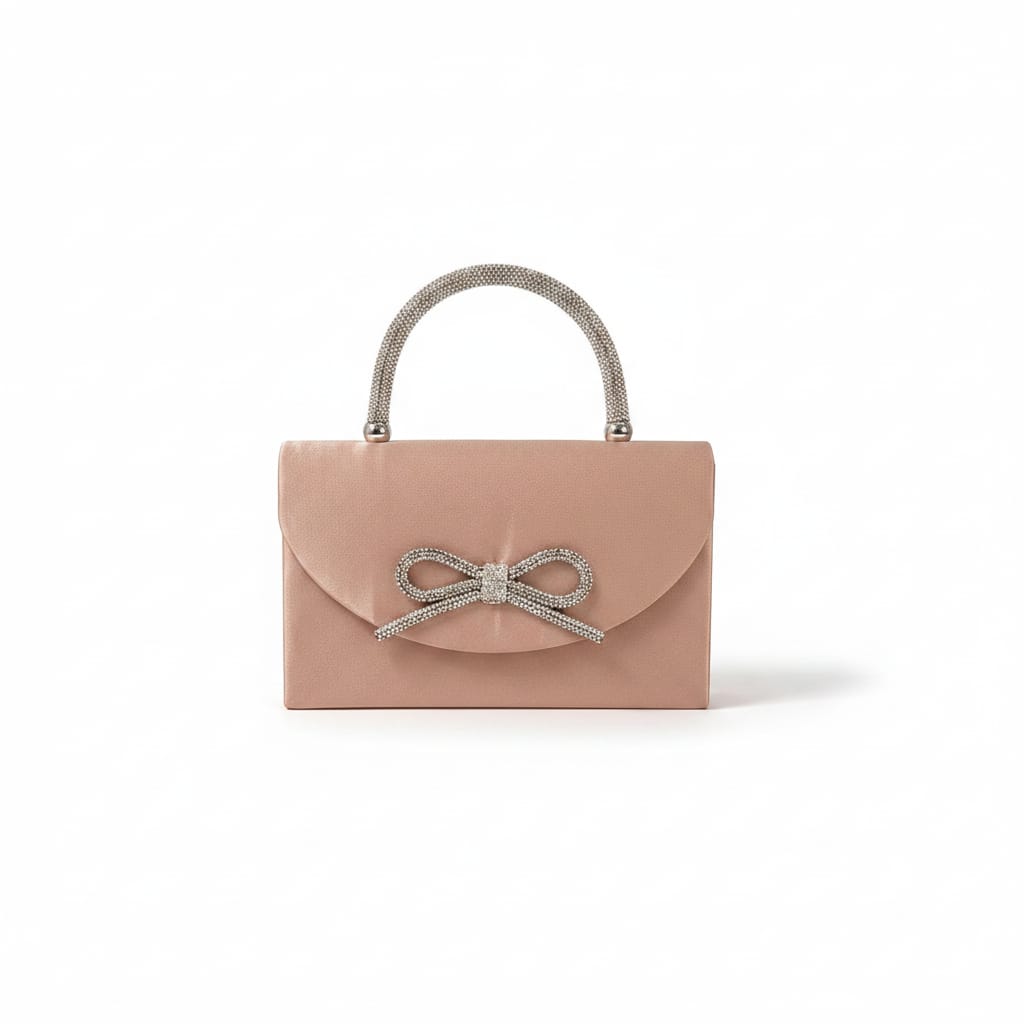 Velvet Hard Case Bag with Bow - Beige