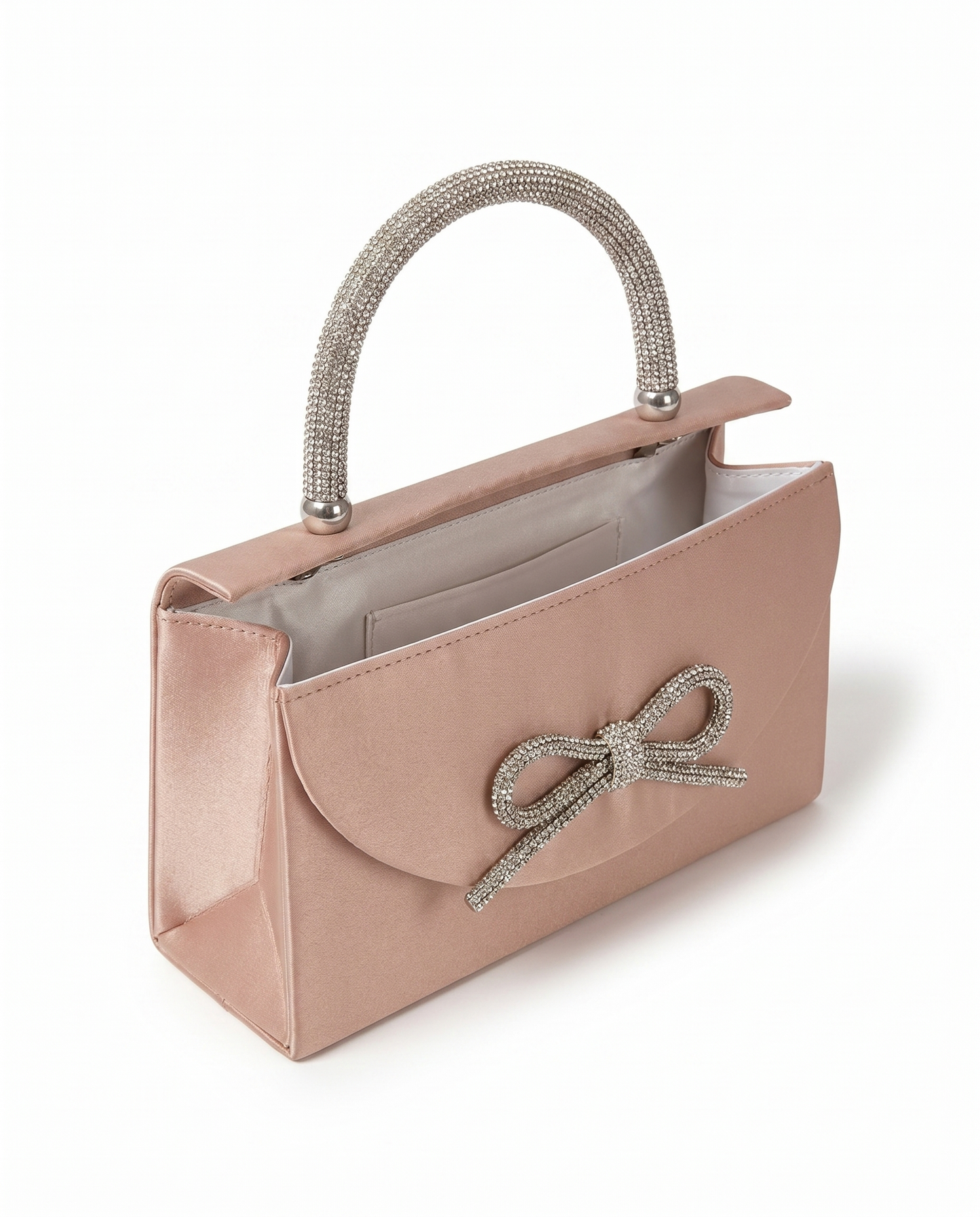 Velvet Hard Case Bag with Bow - Beige
