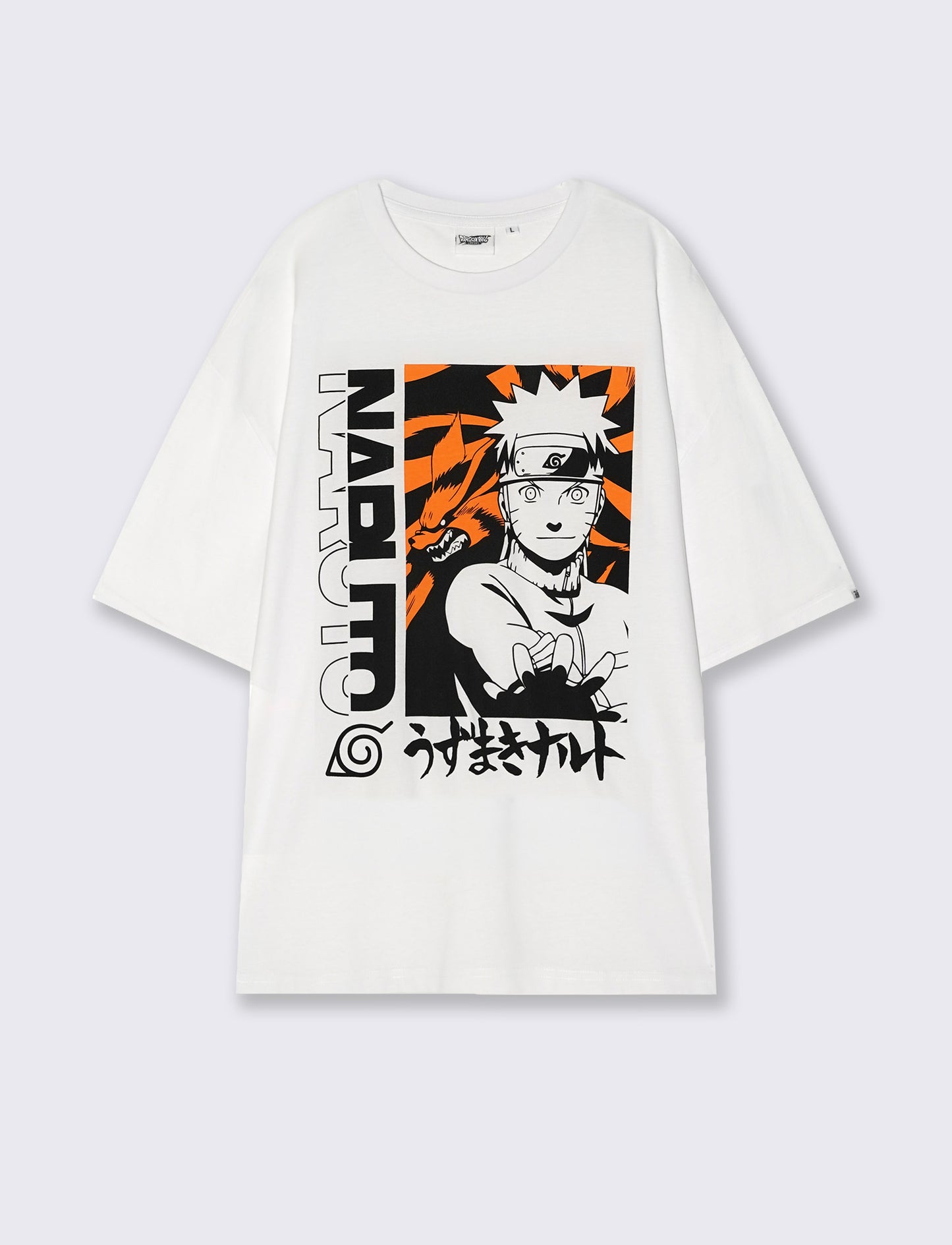 T-Shirt Naruto Uomo Boxy Fit Cotone - Bianco