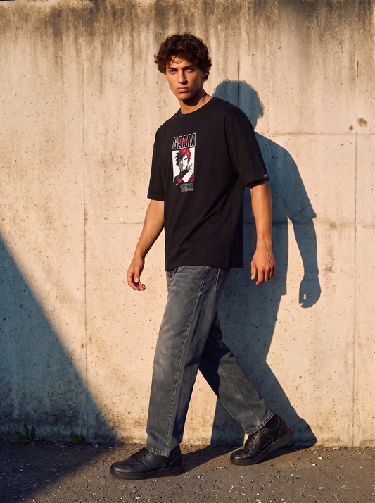 T-Shirt Naruto Uomo Boxy Fit Cotone - Nero