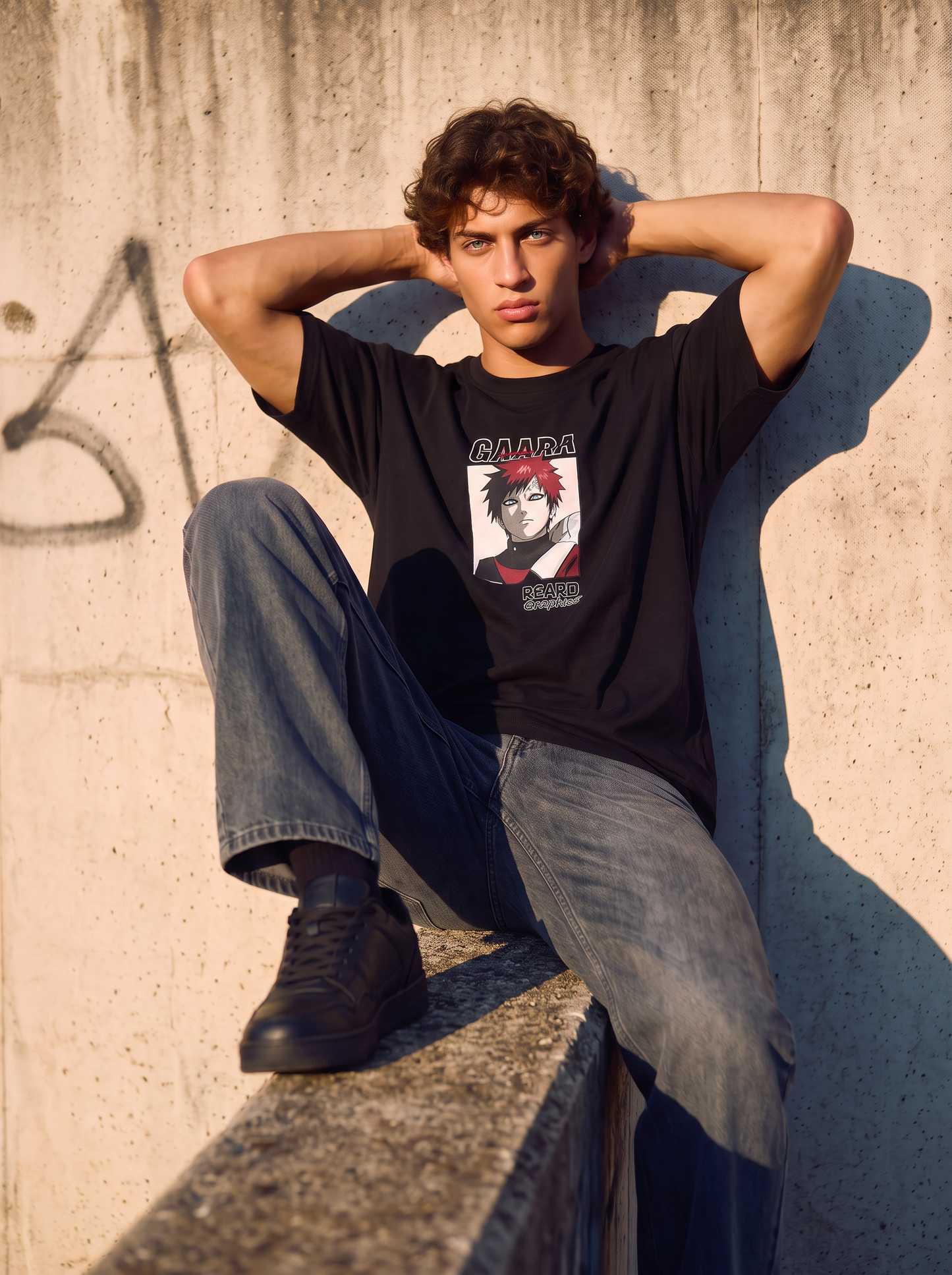 T-Shirt Naruto Uomo Boxy Fit Cotone - Nero
