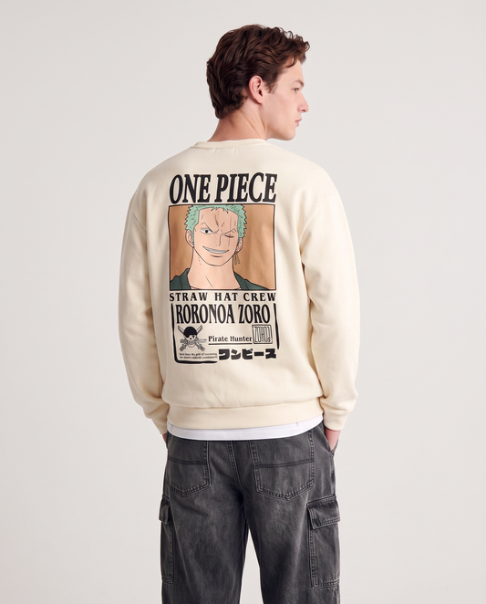 One Piece Crew Neck Sweatshirt Boxy Fit - White