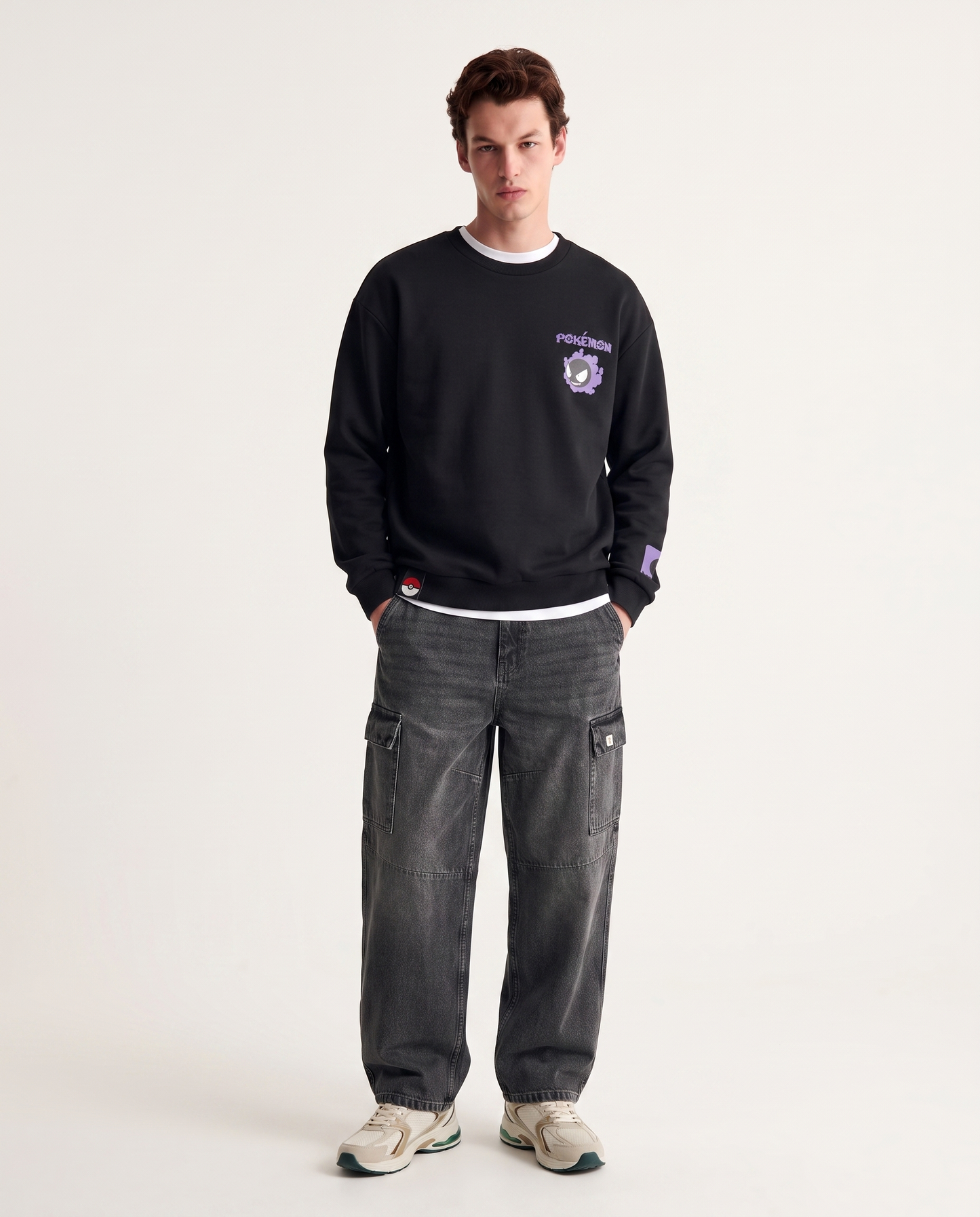 Felpa Pokemon girocollo boxy fit uomo - Nero