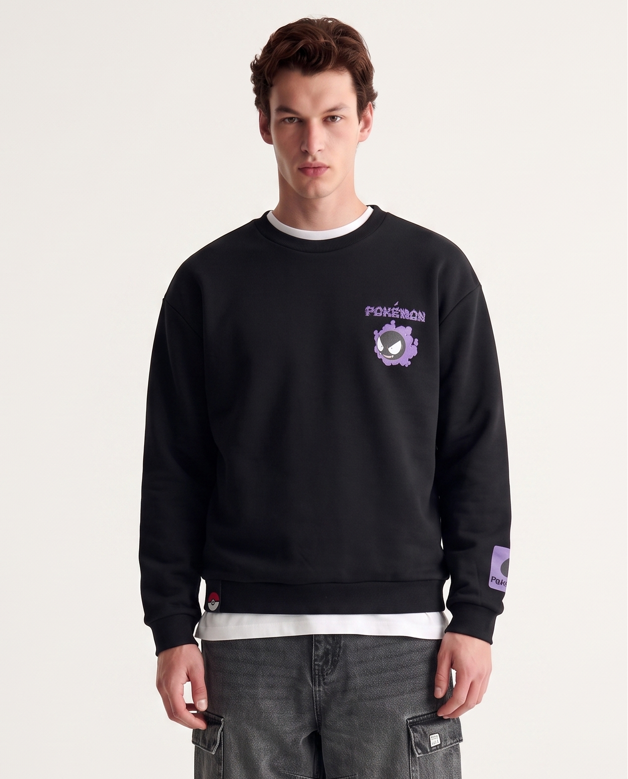 Felpa Pokemon girocollo boxy fit uomo - Nero