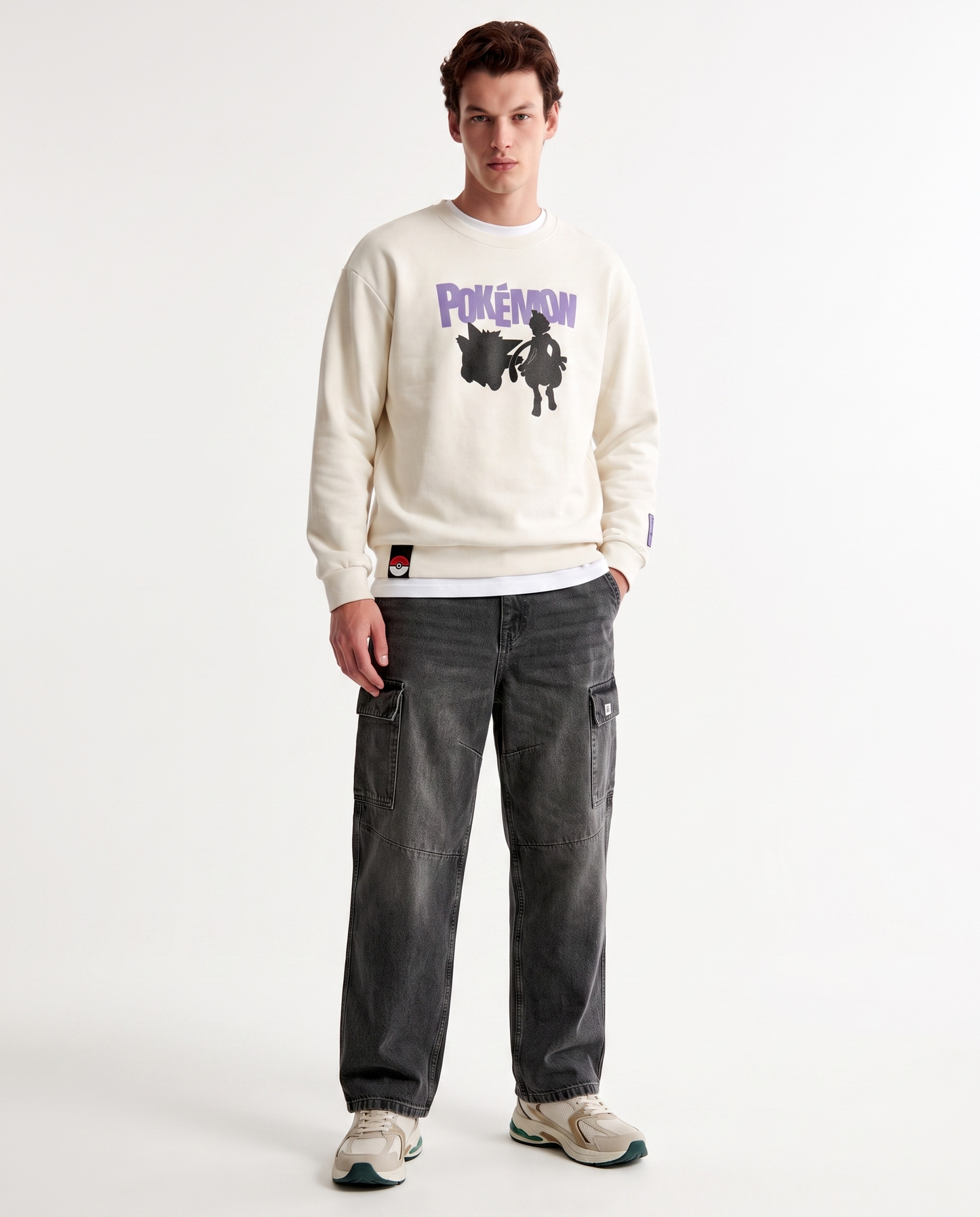 Felpa Pokemon girocollo boxy fit uomo - Bianco