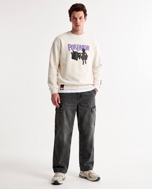 Felpa Pokemon girocollo boxy fit uomo - Bianco