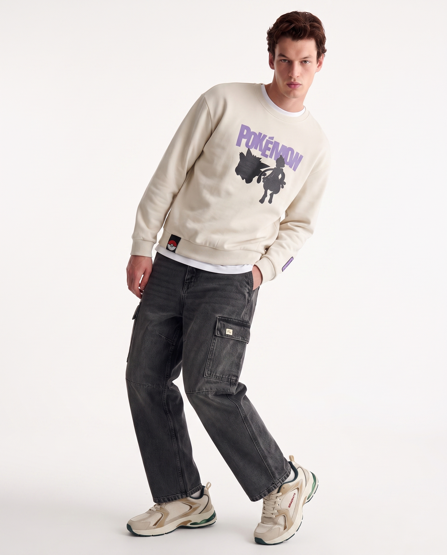 Felpa Pokemon girocollo boxy fit uomo - Bianco