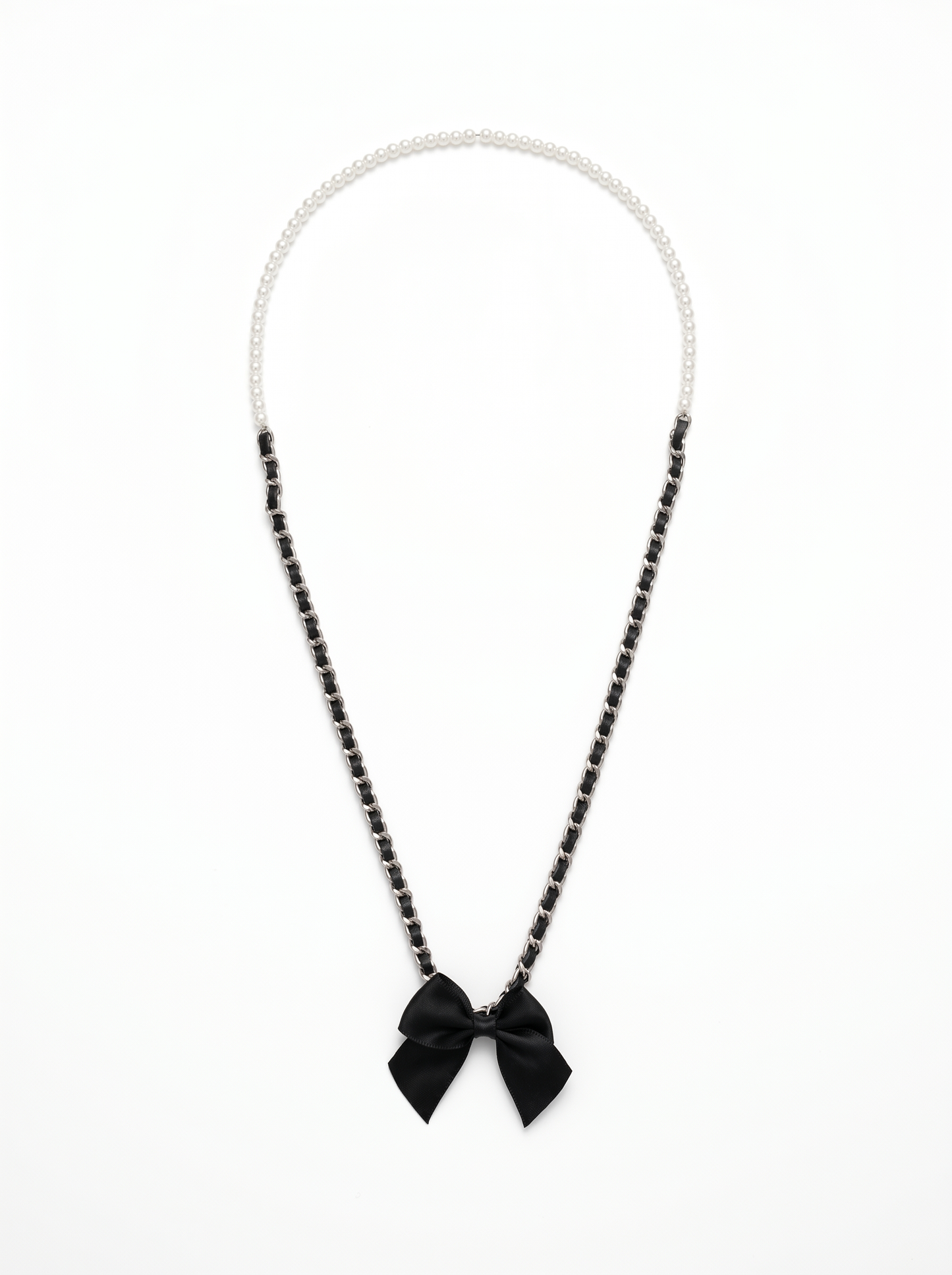 Cell phone lanyard with bow and beads - Black