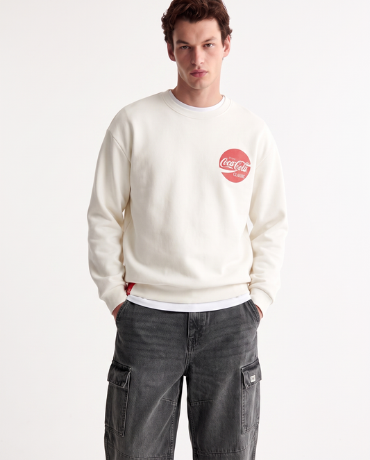Felpa Coca Cola girocollo boxy fit uomo - Bianco