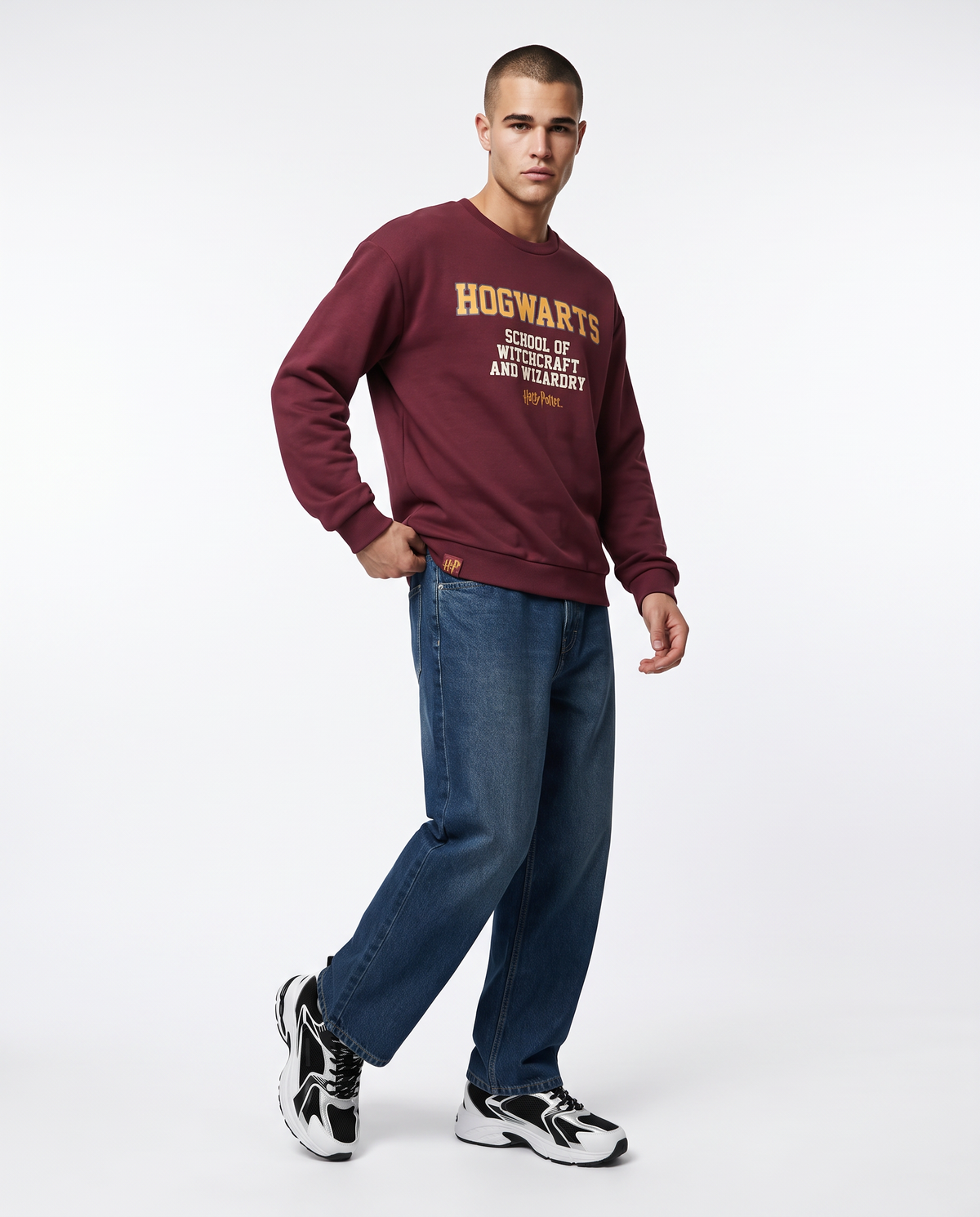 Felpa Harry Potter girocollo uomo boxy fit - Bordeaux