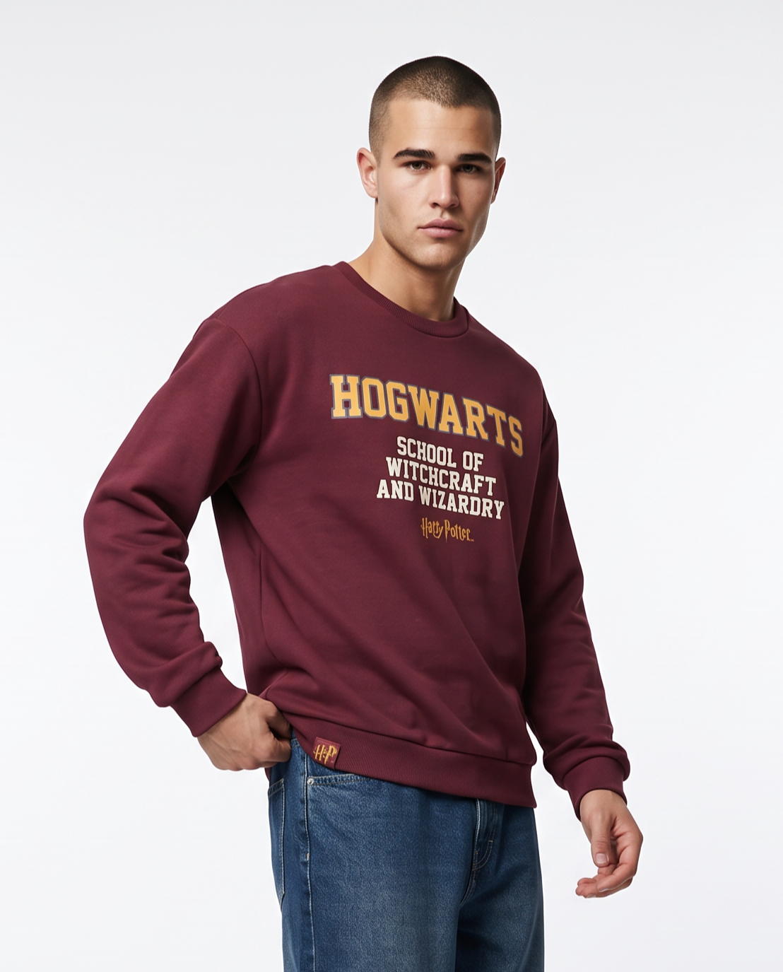 Felpa Harry Potter girocollo uomo boxy fit - Bordeaux
