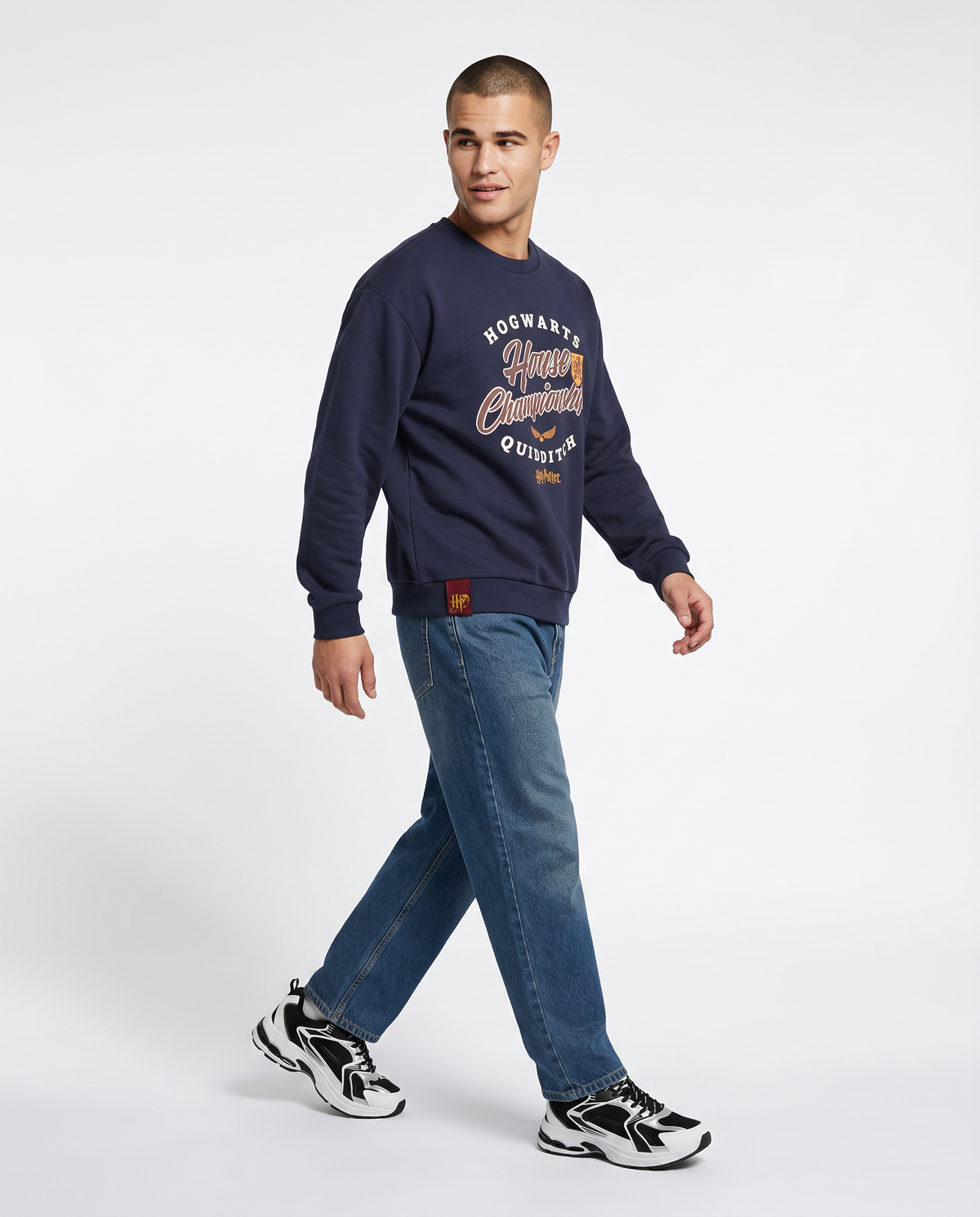 Felpa Harry Potter girocollo uomo boxy fit - Blu